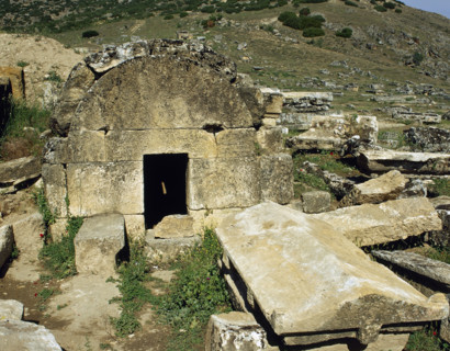 Sarcophagus and family grave, Necropolis of Hierapolis, near Pamukkale, Turkey, 1999.  Creator: LTL.