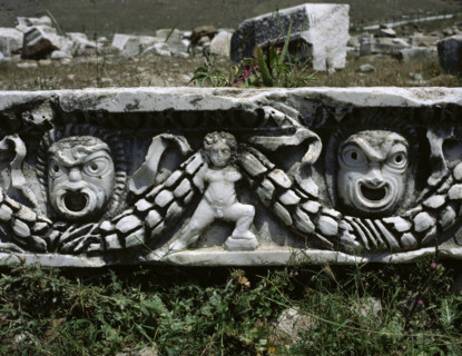 Remains of the theatre frieze, built in the 2nd century, Hierapolis, Anatolia, Turkey, 1999.  Creator: LTL.
