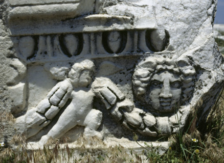 Remains of the theatre frieze, built in the 2nd century, Hierapolis, Anatolia, Turkey, 1999.  Creator: LTL.
