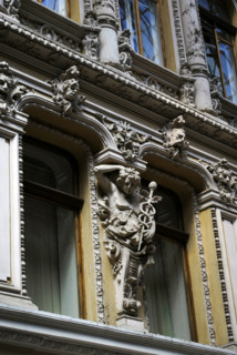 Facade and statues, "The Passage", hotel and mall, Odessa, Ukraine, 2011.  Creator: LTL.