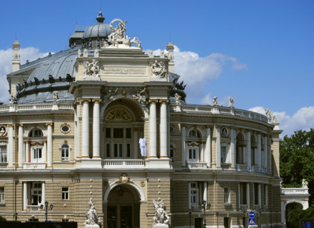 View of the façade, Odessa Opera and Ballet Theatre, Ukraine, 2011.  Creator: LTL.
