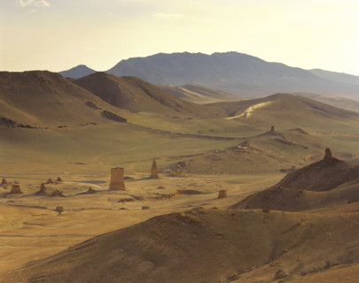 Panoramic view, Valley of the Tombs, The Oasis of Palmyra, Syria, 1999.  Creator: LTL.