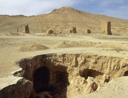 Funerary towers, Valley of the Tombs, Oasis of Tadmor, Palmyra, Syria, Roman, c1st century (1999).  Creator: LTL.