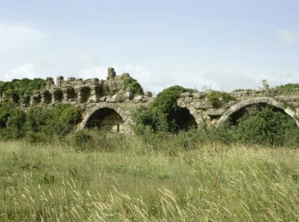 Roman aqueduct, Side, Anatolia, Turkey, 1999.  Creator: LTL.