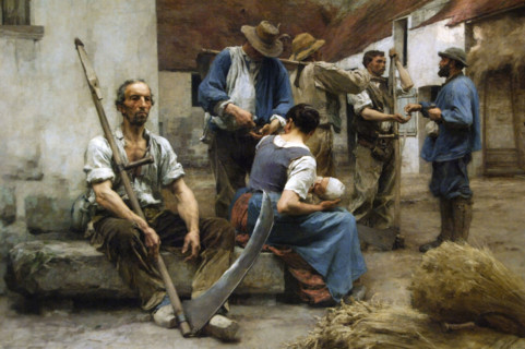 Paying the Harvesters, 1882. Orsay Museum, Paris. France. Creator: Leon-Augustin Lhermitte.