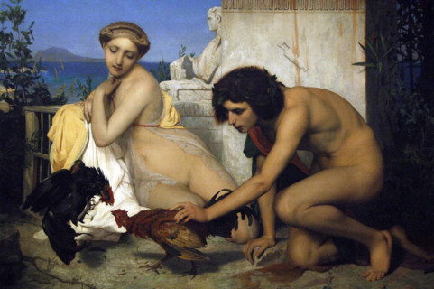 The Cock Fight or Young Greeks Attending a Cock Fight, 1846. Academicism style. Orsay Museum, Paris. Creator: Jean-Leon Gerome.