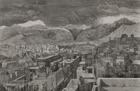Panoramic view of the city, Peshawar, Afghanistan, 1878.  Creator: Andrés Ovejero.