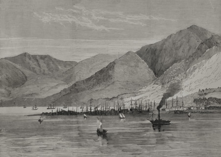 Panoramic view of the city and harbour, Batumi, Armenia, 1878.  Creator: Unknown.