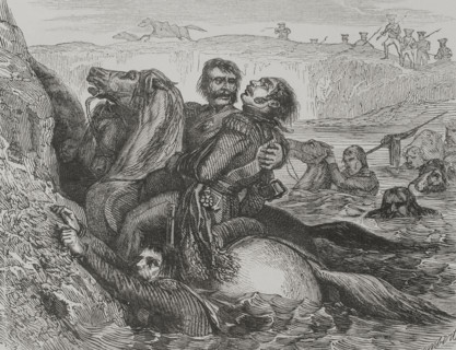 Death of Józef Antoni Poniatowski, (1763-1813), Polish aristocrat and general, 1856.  Creator: Unknown.