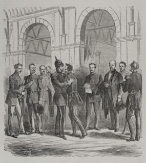 Franco-Prussian War (1870-71); King William I arriving from Ems, Berlin railway station, 1870.  Creator: C. S..