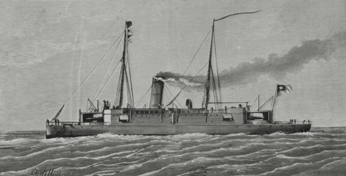 Unprotected cruiser 'Arturo Prat', 1883.  Creator: Angel Cortellini Sanchez.