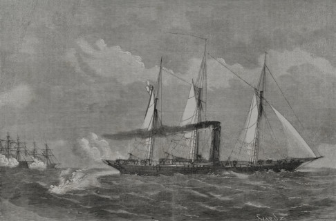 Franco-Prussian War (1870-1871): Engagement of the "Grille" with French warships, 1870. Creator: Tomás Carlos Capuz.