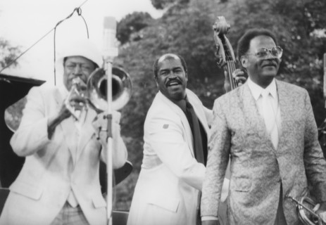 Al Grey, Eddie Jones, Clark Terry, Capital Radio Jazz Festival, 1981. Creator: Brian Foskett.