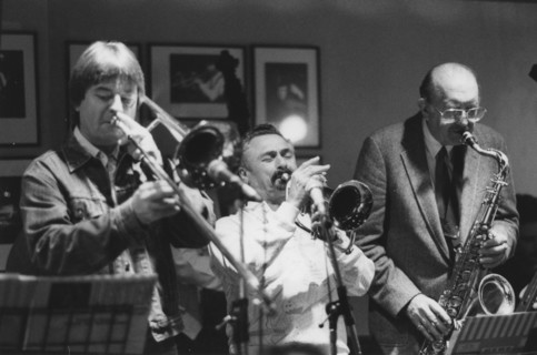 Bill Watrous, Shorty Rogers, Bob Cooper, Stan Kenton Band, Ronnie Scott's, c1982. Creator: Brian Foskett.
