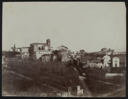 Distant view of the church of St. Giovanni e Paolo from the Palace of the Caesars, Rome, c1858. Creator: Jane Martha St. John.