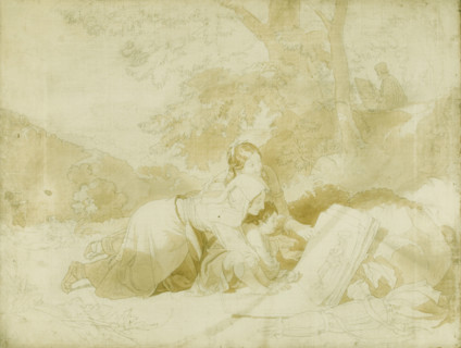 Sketch for The artist's portfolio - scene near Oleavano, neighbourhood of Rome, 19th century.  Creator: Penry Williams.