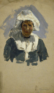 Study of a Dutch woman, (Volendam), mid-late 1870s. Creator: George Clausen.