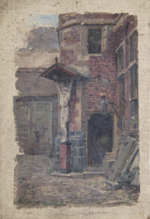 Study of a calvary on a building exterior, (northern Europe), mid-late 1870s. Creator: George Clausen.