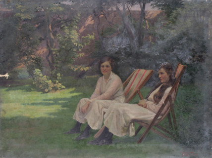 Two Women sitting in a Garden, c1900-1920. Creator: Arthur George Walker.