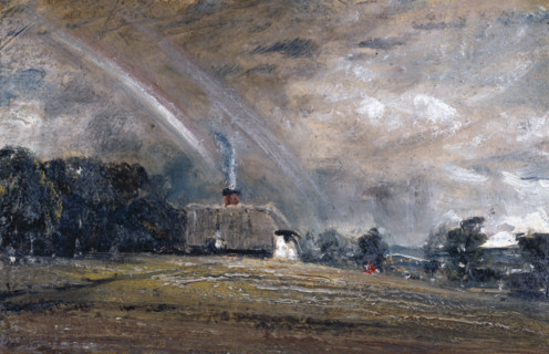Landscape Study: Cottage and Rainbow, 1829. Creator: John Constable.