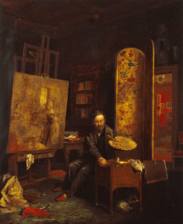 Portrait of Alfred Elmore R.A. in his studio, c1859. Creator: William Maw Egley.