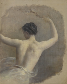 Half-length female figure viewed from the back, c1823-1873. Creator: Edmund Thomas Parris.