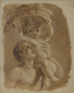 Man carrying a child on his left shoulder, c1823-1873. Creator: Edmund Thomas Parris.