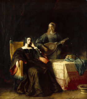 Katherine of Aragon with her Maid, 1826. Creator: Charles Robert Leslie.