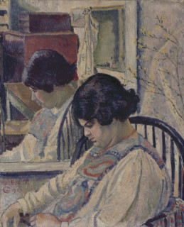 Portrait of Orovida Pissarro, 1918. Creator: Lucien Pissarro.
