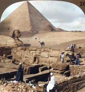 'Ruins of the granite temple, the Sphinx and Great Pyramid, Egypt', 1905. Creator: Underwood & Underwood.