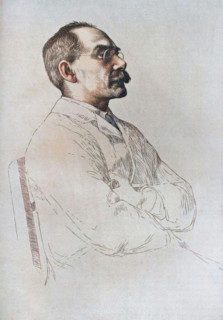 Portrait of Rudyard Kipling, 1898, (1906). Creator: William Strang.