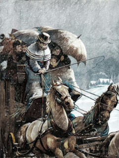 A Christmas Journey as we Used to Do It - drawn by A. E. Emslie, 1881. Creator: William James Palmer.