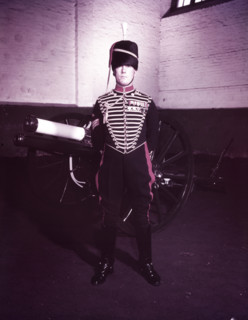Royal Horse Artillery gun team in full dress, sergeant standing, c1953.  Creator: Arthur Charles Kirby Ware.
