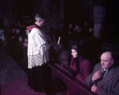 Feast of St Blaise, Benediction of the Throat, ancient custom, London, c1955. Creator: Arthur Charles Kirby Ware.