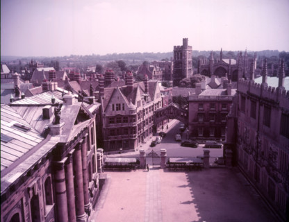 View from the Sheldonian Theatre, Oxford, c1955.  Hertford College, New College and tower and chapel Creator: Arthur Charles Kirby Ware.