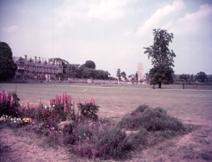 Merton College and chapel from Christchurch Meadows, Oxford, c1955.   Creator: Arthur Charles Kirby Ware.