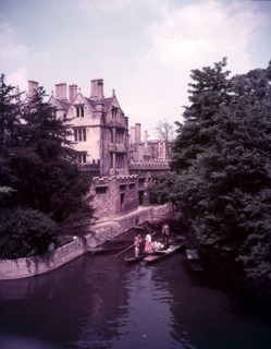 Boating on the River Cherwell and back of Magdalen College, Oxford, c1955.   Creator: Arthur Charles Kirby Ware.