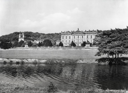 Chatsworth House and River Derwent, Derbyshire, c1955. Creator: Arthur Charles Kirby Ware.