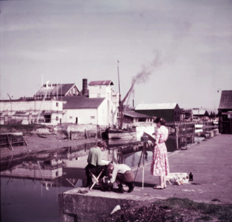Artists sketching on the River Chelmer, Maldon, Essex, c1955.  Creator: Arthur Charles Kirby Ware.