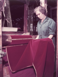 Weaving velvet for the coronation robe, Braintree, Essex, c1953.  Creator: Arthur Charles Kirby Ware.