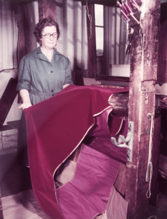 Weaving velvet for the coronation robe, Braintree, Essex, c1953.  Creator: Arthur Charles Kirby Ware.