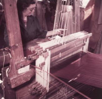 Weaving velvet for the coronation robe, Braintree, Essex, c1953.  Creator: Arthur Charles Kirby Ware.
