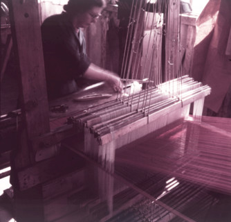 Weaving velvet for the coronation robe, Braintree, Essex, c1953.  Creator: Arthur Charles Kirby Ware.
