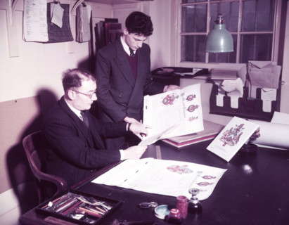 Mr. Lovegrove and assistant, College of Arms, London, c1953. Creator: Arthur Charles Kirby Ware.