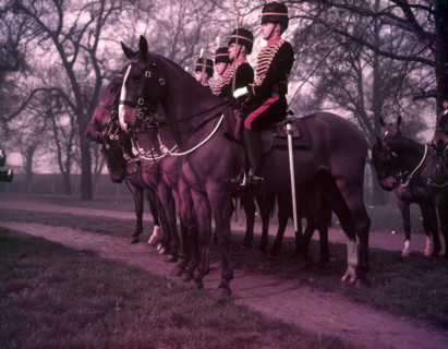 Royal Horse Artillery gun team rehearsal, Regent's Park, London, c1953.  Creator: Arthur Charles Kirby Ware.