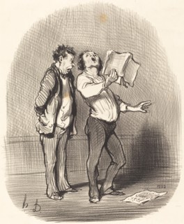 L'inconvénient d'avoir un ami mélomane, 1851.  Creator: Honore Daumier.