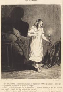 - Dis donc, Bichette..... à quoi songes-tu donc de te promener comme ça la nuit?..., 1844.  Creator: Honore Daumier.