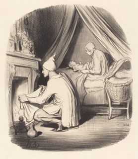 Une nuit agitée, 1847. Creator: Honore Daumier.