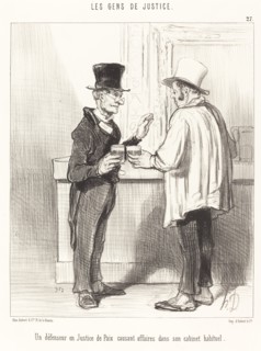 Un défenseur en Justice de Paix causant affaires dans son cabinet habituel, 1846. Creator: Honore Daumier.