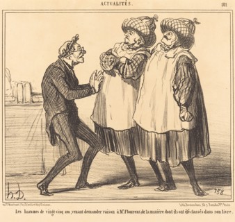 Les hommes de vingt-cinq ans venant demander raison à Mr. Flourens..., 1855.  Creator: Honore Daumier.